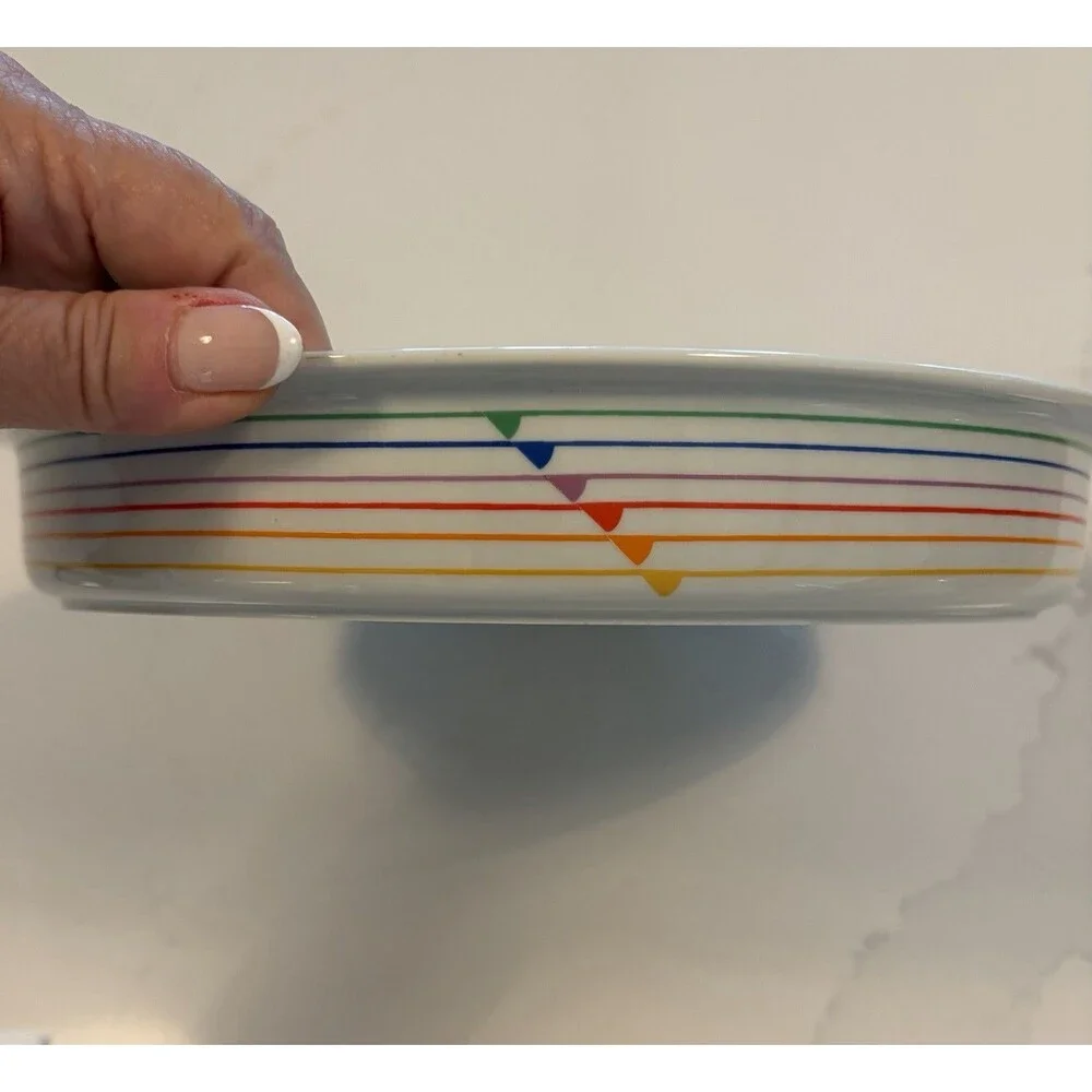 Vintage Harmony Block Vista Alegre Portugal Rainbow Pie Plate Quiche Dish 1980's
